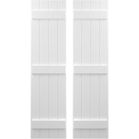 Ekena Millwork Americraft 4-Board, 3 Batten Exterior Real Wood Joined Board-n-Batten Shutters, ARW401BB414X50WHH, PR ARW401BB414X50WHH